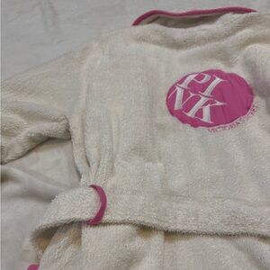 Rare Vintage PINK White Towel Robe